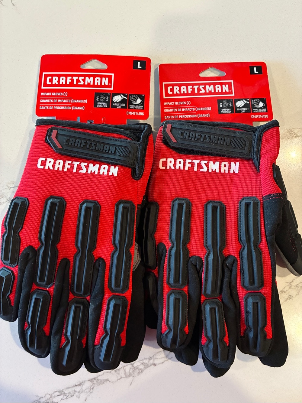Craftsman Red Men's Impact Work Gloves - Large 2 pairs